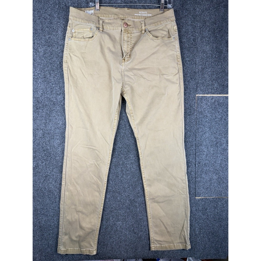 Mugsy Scouts Jeans Men's 36x32 Khaki Tan Straight Stretch FLX8NBK